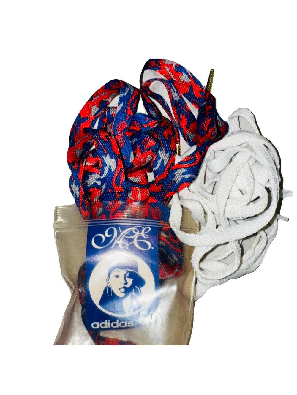 NEW Rare Vintage Adidas Missy Elliot Shoe Laces Sneakers Red Blue Camo Y2K